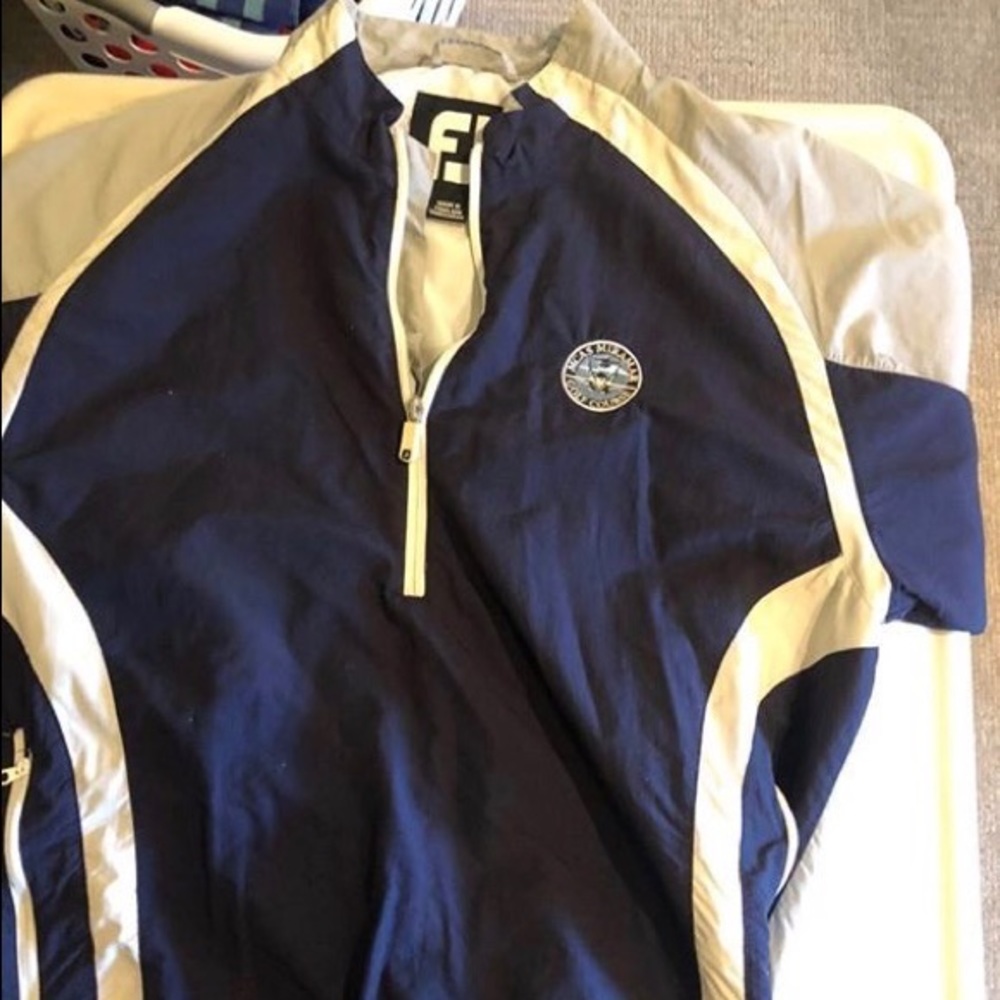 Blue and gray windbreaker